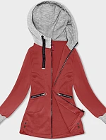 Dámsky sveter s kapucňou červený (AMG-312A)