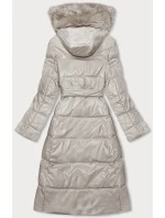Ann Gissy kabát z ekokože v ecru farbe s kožušinou (AG9-9003)