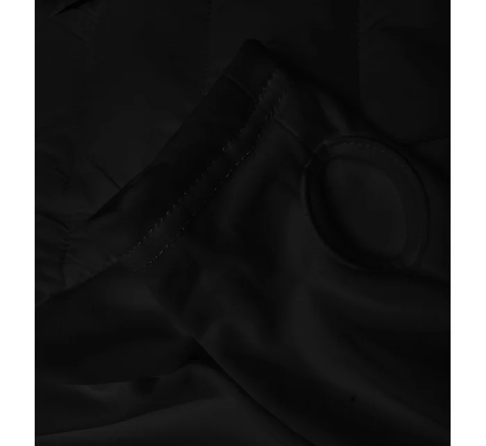 Černá dámská prošívaná bunda z různých spojených materiálů model 21035923 - J.STYLE Černá dámská prošívaná bunda z různých spojených materiálů model 21035923 - J.STYLE