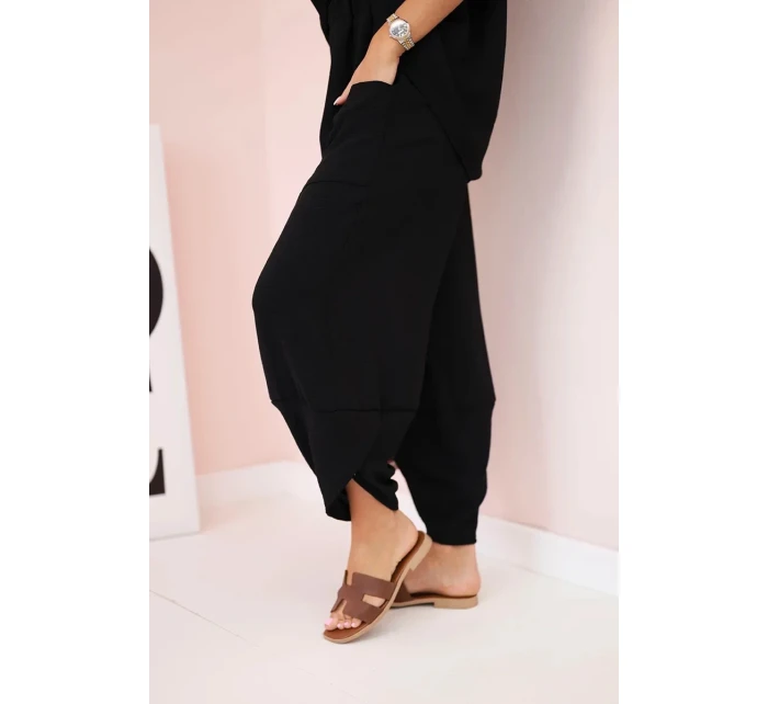 Viskózová blúzka + nohavice čierna Viskózová blúzka + nohavice čierna