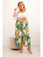 Dámske plus veľkosť viskózové nohavice s kvetinovým vzorom Orange