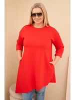 Dámská sukýnka Plus Size z viskózy s volným střihem a dlouhým rukávem červená Dámská sukýnka Plus Size z viskózy s volným střihem a dlouhým rukávem červená
