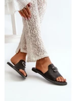 Elegantní Dámské Lesklé Žabky S Ozdobou model 21665164 Černé - S.Barski