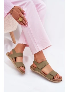 Skórzane Sandały Damskie Inblu AA0001KU Zielone