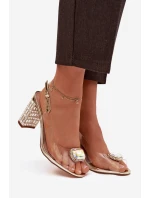 Průhledné sandály na sloupku s krystaly D&A model 21908373 zlaté - S.Barski