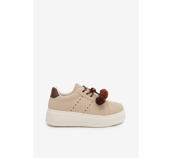 Dámské tenisky na platformě s ozdobnými béžové model 21919545 - Boto