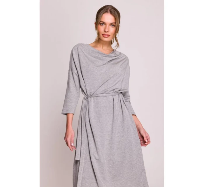 S403 Pletené šaty v nadmernej veľkosti - sivé