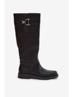 Dámske čižmy na nízkom podpätku s ozdobným detailom Arvessa - čierne Dámske čižmy na nízkom podpätku s ozdobným detailom Arvessa - čierne