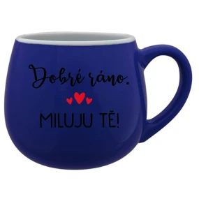 DOBRÉ RÁNO. MILUJU TĚ! - modrý keramický hrníček 300 ml DOBRÉ RÁNO. MILUJU TĚ! - modrý keramický hrníček 300 ml