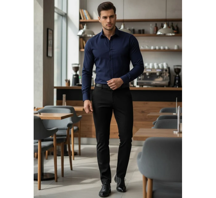 Pánska elegantná tmavomodrá košeľa FashionStreet DX2477