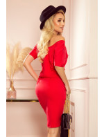 CASSIE - Červené dámske šaty s krátkymi rukávmi 249-3