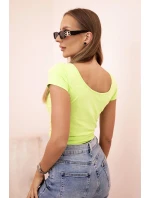 Dámska klasická bavlnená blúzka s krátkymi rukávmi modrá