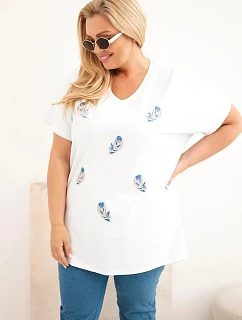 Dámská bavlněná halenka Plus Size s model 22185747 bílá - K-Fashion