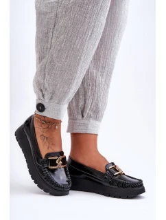 Kožené Mokasíny Na Platformě S Ozdobou Černá model 21630147 - Zazoo