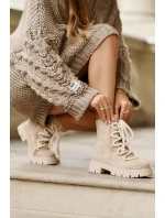 Ocieplane Botki Z Eko Zamszu Na Zamek Jasnobeżowe Caellita Ocieplane Botki Z Eko Zamszu Na Zamek Jasnobeżowe Caellita