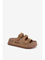 Dámské pantofle na masivní platformě s řemínky Big Star Béžové