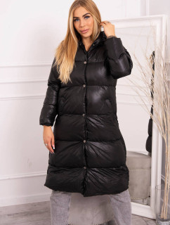 Prešívaná zimná bunda s kapucňou čierna