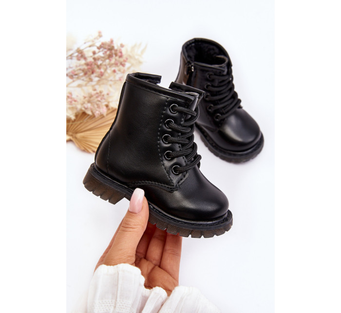 Detské kožené topánky so zipsom Black Omua