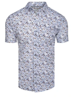 Pánská vzorovaná košile s krátkým rukávem bílá Dstreet model 21989643 - FashionStreet