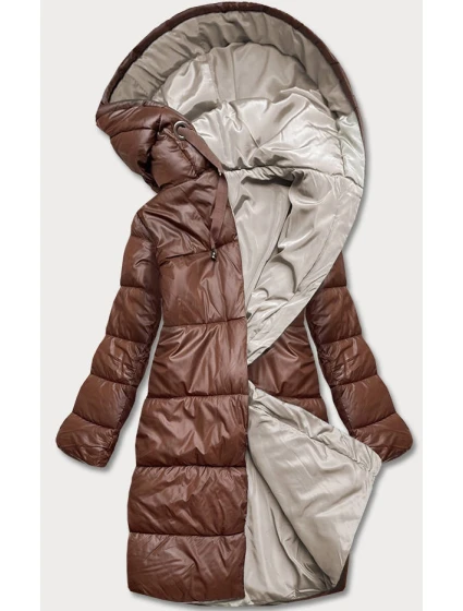 Dlhá obojstranná zimná bunda hnedá/kapučíno (l22-9852-300/62) Dlhá obojstranná zimná bunda hnedá/kapučíno (l22-9852-300/62)