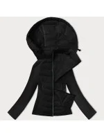 Černá dámská prošívaná bunda z různých spojených materiálů model 21035923 - J.STYLE Černá dámská prošívaná bunda z různých spojených materiálů model 21035923 - J.STYLE