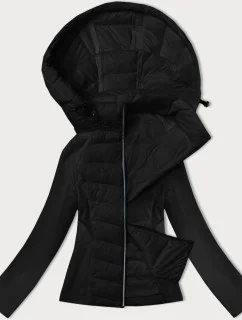 Černá dámská prošívaná bunda z různých spojených materiálů model 21035923 - J.STYLE