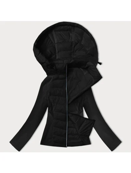 Černá dámská prošívaná bunda z různých spojených materiálů model 21035923 - J.STYLE Černá dámská prošívaná bunda z různých spojených materiálů model 21035923 - J.STYLE