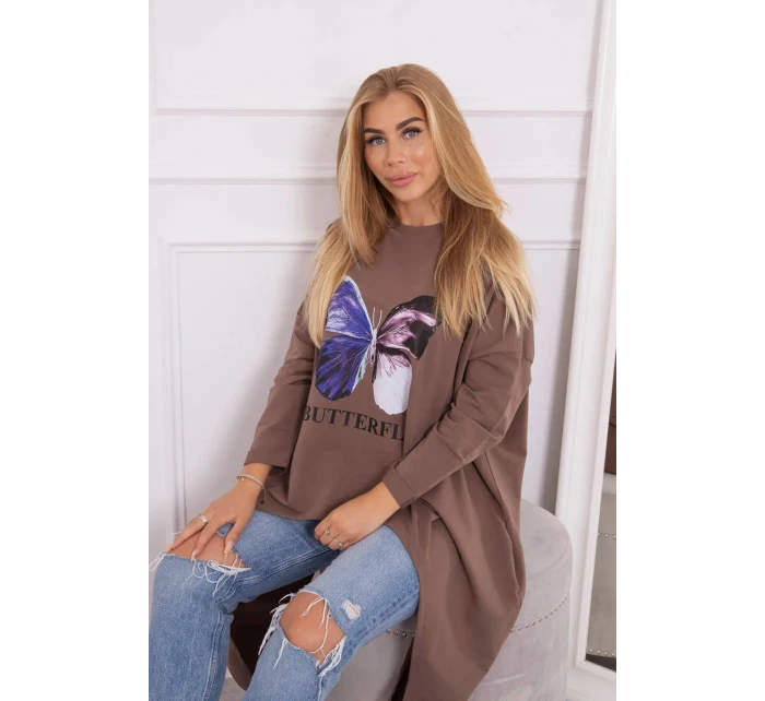 Halenka s oversize potiskem mocca Halenka s oversize potiskem mocca