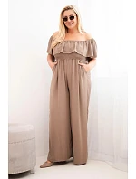 Dámske Plus veľkosť kombinéza s volánom a krátkymi rukávmi Fango