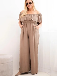 Dámske Plus veľkosť kombinéza s volánom a krátkymi rukávmi Fango