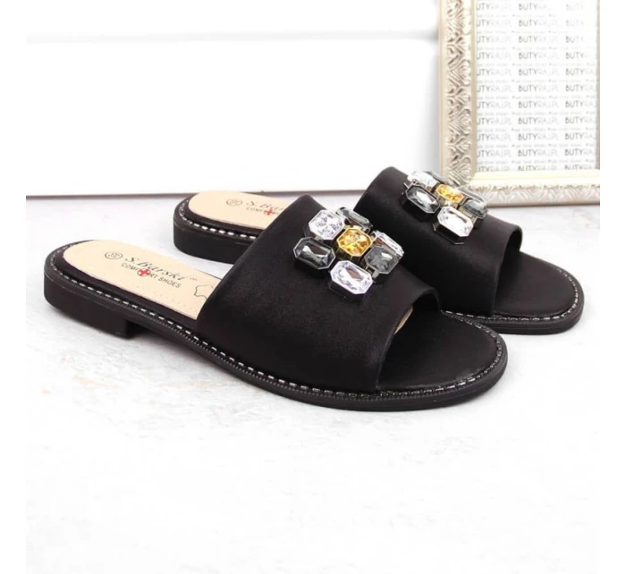 S.Barski W OLI262A žabky s kubickými zirkónmi čierne