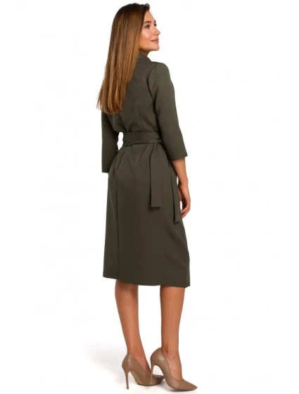 model 18002174 Zavinovací šaty s vázáním khaki barva - STYLOVE