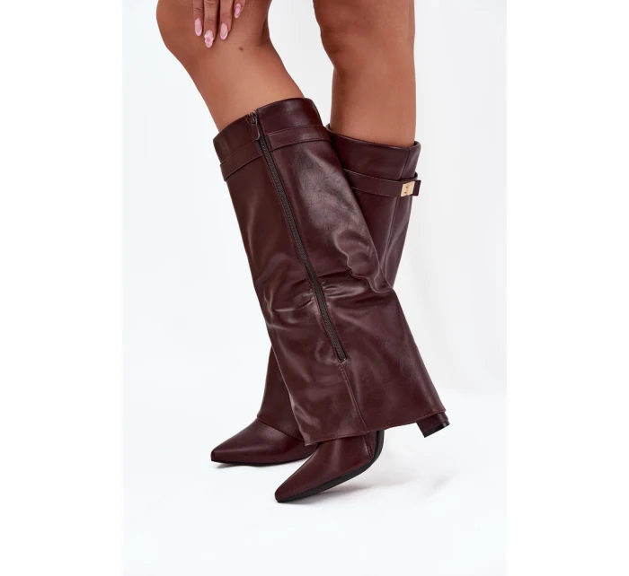 Dámské kozačky na podpatku Vínová  Paris model 21774590 - Inello