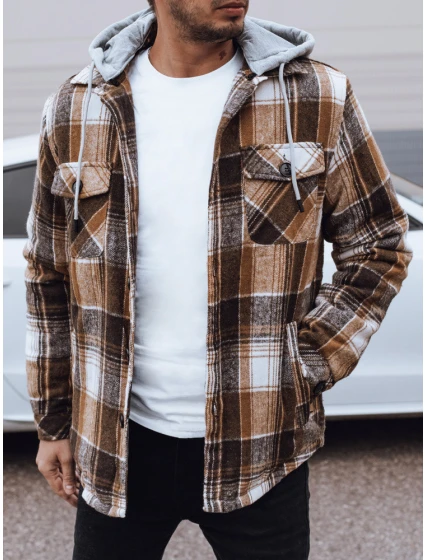 FashionStreet béžová pánska bunda s kapucňou TX4960 FashionStreet béžová pánska bunda s kapucňou TX4960