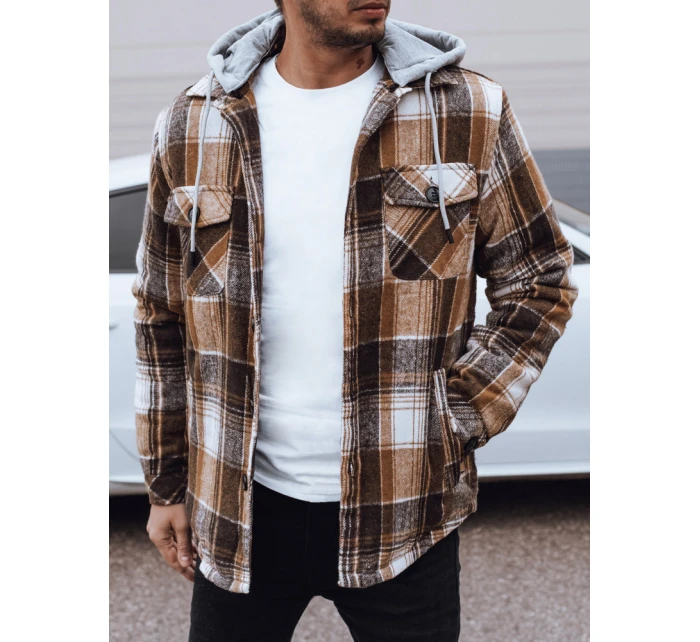 FashionStreet béžová pánska bunda s kapucňou TX4960 FashionStreet béžová pánska bunda s kapucňou TX4960