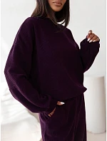 Dámská souprava z velurového úpletu v barvě lilku FashionStreet AY1251 Dámská souprava z velurového úpletu v barvě lilku FashionStreet AY1251