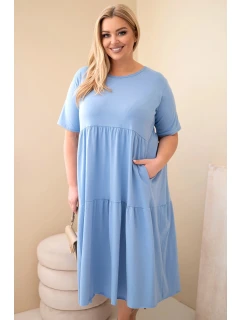 Dámske bavlnené šaty s krátkymi rukávmi a volánom