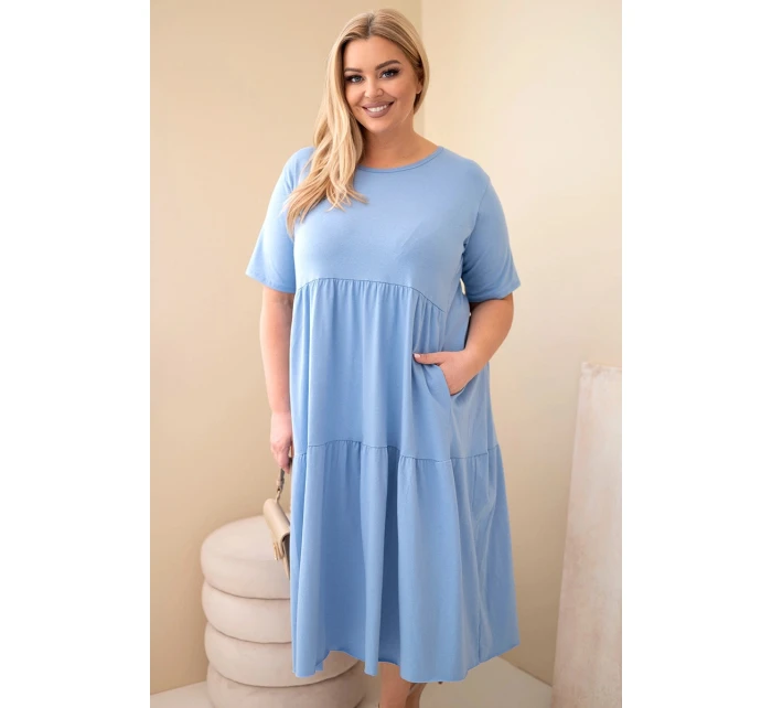 Dámske bavlnené šaty s krátkymi rukávmi a volánom