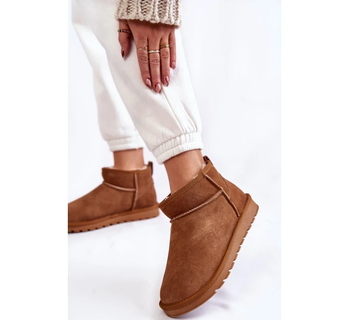 Damskie Zamszowe Niskie Śniegowce Camel Shelie Damskie Zamszowe Niskie Śniegowce Camel Shelie