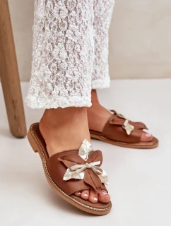 Pantofle S Dekorací Přírodní Kůže Zazoo model 21682368 Camel - Boto