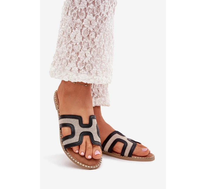 Klapki Damskie Na Płaskim Obcasie Czarne Vereya Klapki Damskie Na Płaskim Obcasie Czarne Vereya