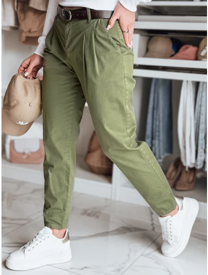 Dámské kalhoty chinos s páskem khaki Dstreet model 21986456 - FashionStreet Dámské kalhoty chinos s páskem khaki Dstreet model 21986456 - FashionStreet