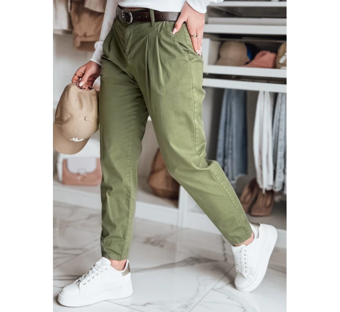 Dámské kalhoty chinos s páskem khaki Dstreet model 21986456 - FashionStreet Dámské kalhoty chinos s páskem khaki Dstreet model 21986456 - FashionStreet