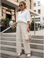 Jeansy damskie wide leg z wysokim stanem beżowe model 22155333 - FashionStreet