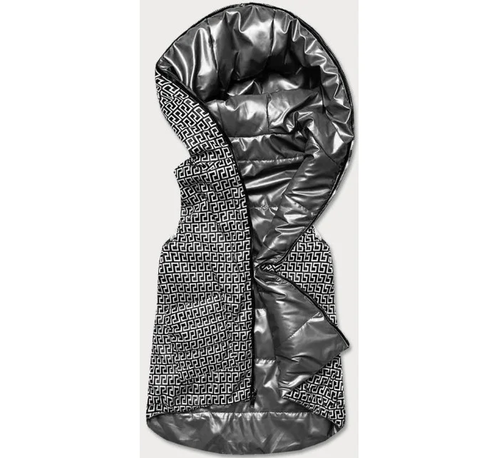 Šedá dámska rozšírená obojstranná vesta (B8006-70)