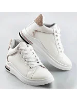 Bielo-béžové športové topánky so skrytým klinom (666-16)