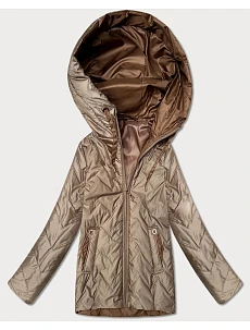 Dámska prešívaná bunda s kapucňou Goodlookin beige (B8596-12)