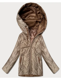 Pikowana kurtka damska z kapturem Goodlookin beżowa (B8596-12)