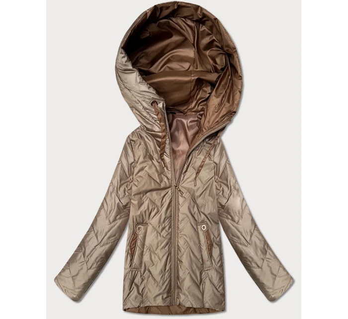 Pikowana kurtka damska z kapturem Goodlookin beżowa (B8596-12) Pikowana kurtka damska z kapturem Goodlookin beżowa (B8596-12)