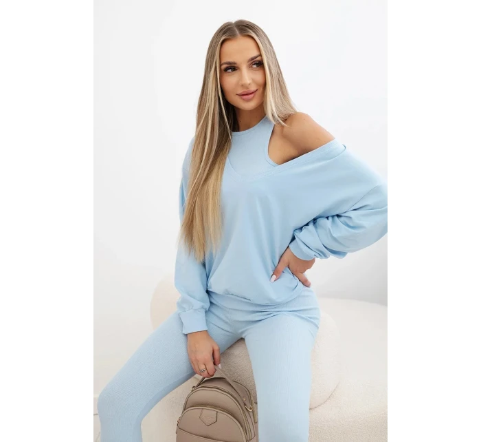 model 18752910 set mikina + top + legíny modrá - K-Fashion model 18752910 set mikina + top + legíny modrá - K-Fashion